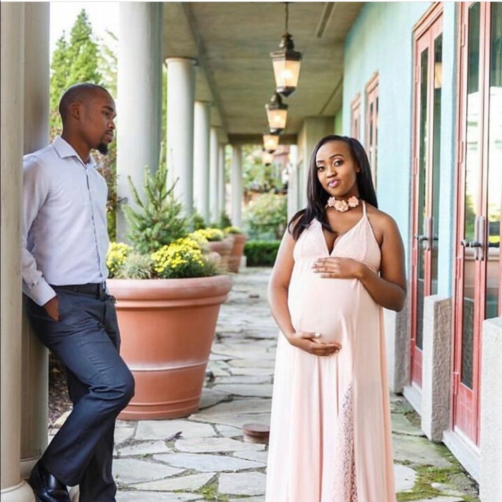 Peach maxi beach/maternity dress